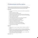 It Administrator Job Description example document template