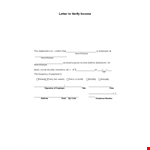 Get Your Income Verified - Letter Template for Employee and Employer example document template