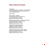 Salary History Template: An Annual Record of Salary History from Beginning to Ending example document template