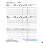 Printable Exercise Log example document template