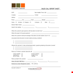 Sales Call Sheet example document template