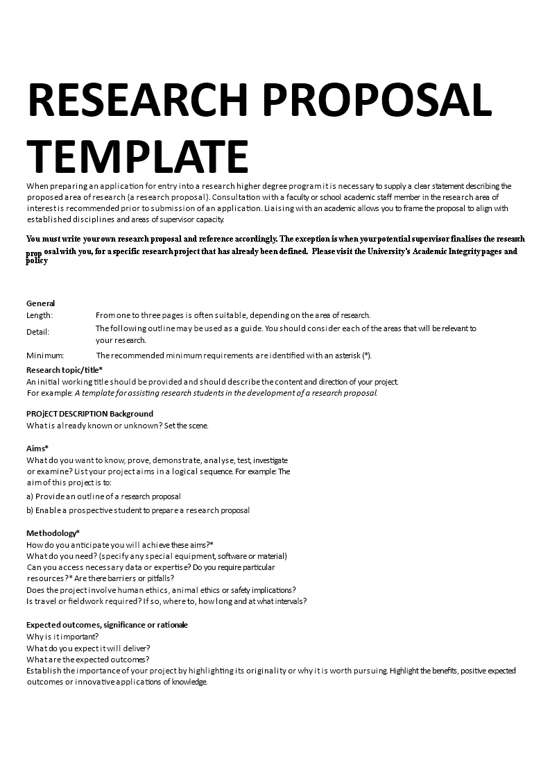 Academic Research Proposal Template for Projects