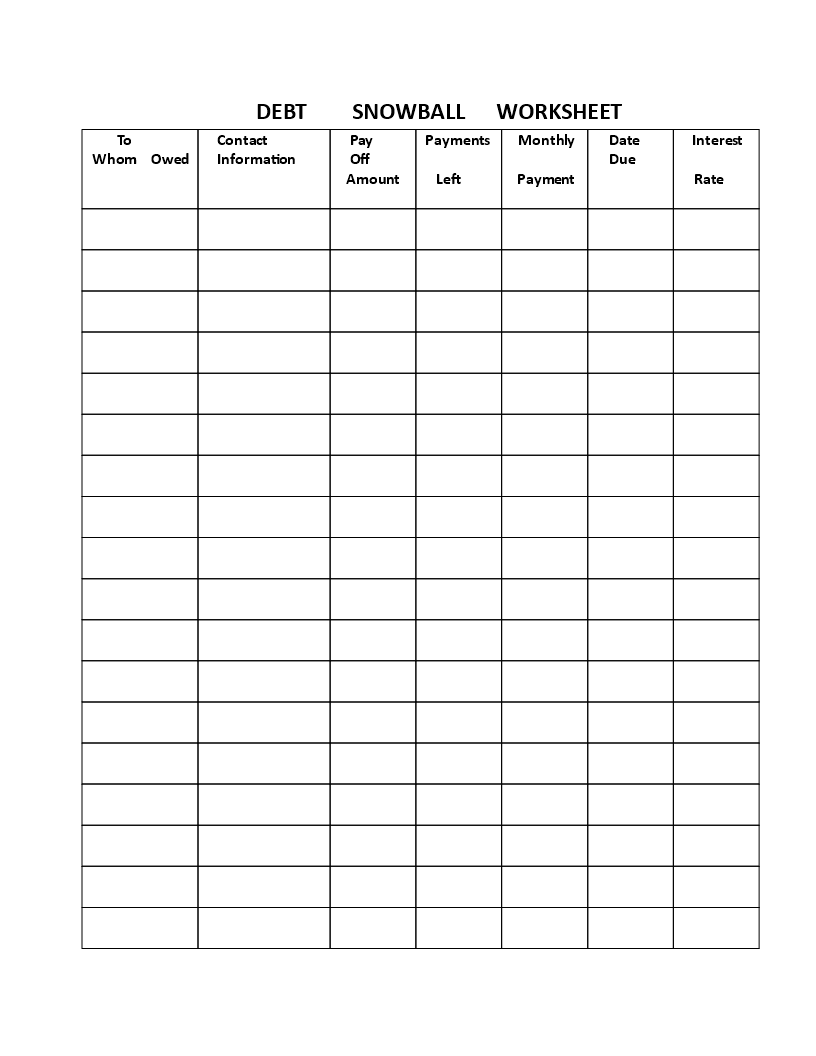 Debt Snowball Worksheet | Track Your Debts & Payments Efficiently