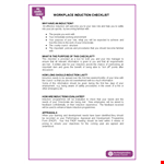 Workplace Induction Checklist example document template