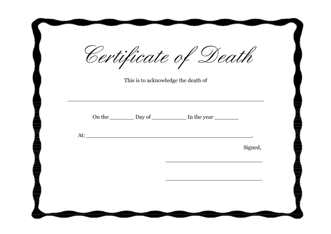 Editable Death Certificate Template Customizable Designs