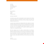 Recommendation Letter Template | Company Applicant | Boost Your Application example document template