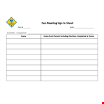 Den Meeting Sign In Sheet example document template
