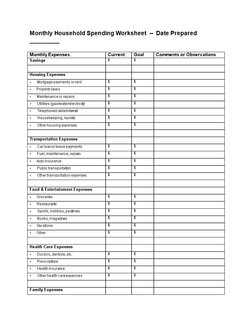 Household Balance Sheet 6645