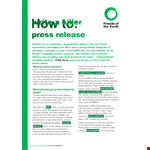 Create a Buzz with our Press Release Template - Reach Local Media with Your Story example document template 