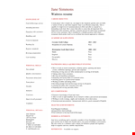 Entry Level Waitress example document template