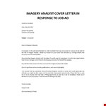 Application letter for the position of Imagery Analyst example document template