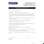Residential Tenant Application Form example document template