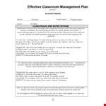 Effective Classroom Management Plan for Teachers and Students - Simplify Classroom Management example document template