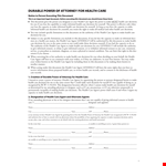 Power of Attorney Document | Health Decisions Made Easy example document template