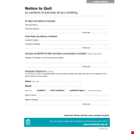 Landlord Notice to Quit Template for Tenant | CTR-Optimized Notice example document template