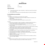 Cook Supervisor Job Description example document template