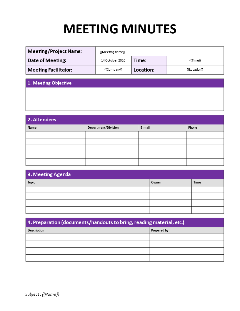 Excel Meeting Minutes Template
