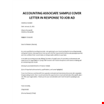 Accounting Associate sample cover letter in response to job Ad example document template
