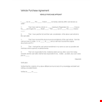 Vehicle Purchase Agreement - Buy or Sell Your Vehicle with Confidence example document template 