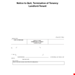 Notice To Quit, Termination Of Tenancy example document template