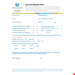 DA Form for Leave and Absence | Document Templates example document template 