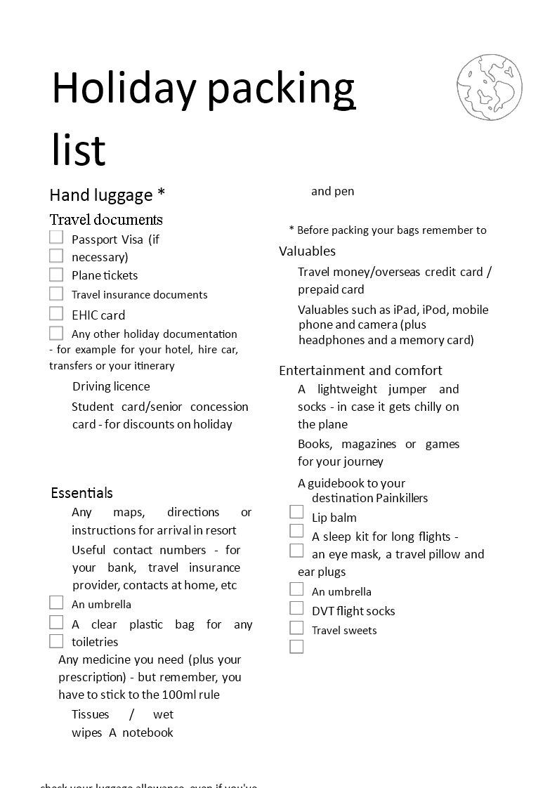 holiday-packing-checklist