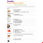 Printable Diet Shopping List example document template 