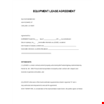 Equipment Lease Agreement - Create a Strong Agreement & Protect Your Interests example document template 