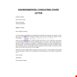 Environmental Consulting Cover Letter example document template