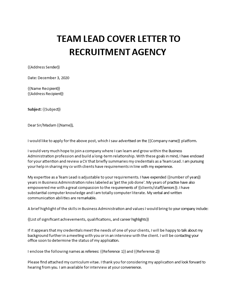 training team leader cover letter