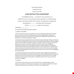 Subcontractor Agreement Template - Simplify Contractor Work example document template 