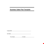 Effective Sales Plan Template for Company & Business | Drive Sales of Your Product & Service example document template