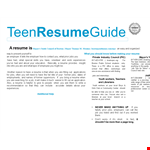 Free Teenage Resume Template example document template