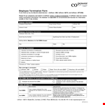 Printable Employee Termination Form | Termination, COBRA, CoPower example document template