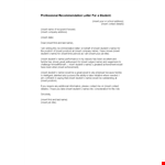 Recommendation Letter For A Student example document template