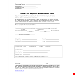 Credit Card Payment Authorization Form example document template