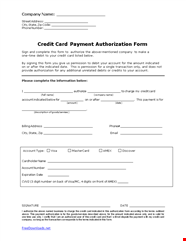 Credit Card Payment Authorization Form