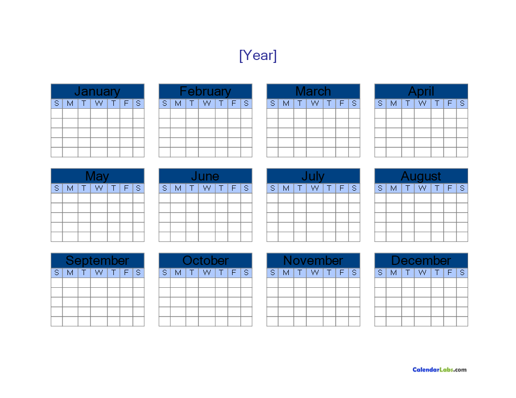 Printable Blank Calendar Template in Word