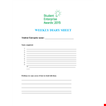 Student Enterprise Diary Sheet - Weekly Diary Sheet Template example document template