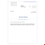 Project Schedule Management Plan example document template 