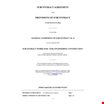 Subcontractor Agreement | Define Contractor and Subcontractor Responsibilities example document template 