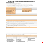 Download Performance Improvement Plan Template for Students example document template