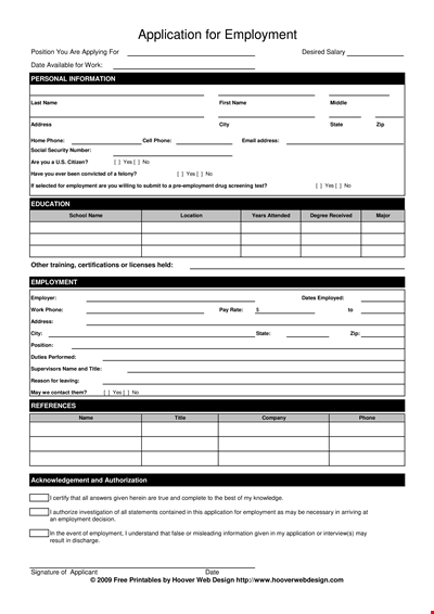 Employment Application Template - Complete and Easy-to-Use | Apply for Jobs Online