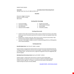 Teacher Resume Format Doc example document template 