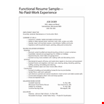 Functional Work Experience Resume Sample example document template 