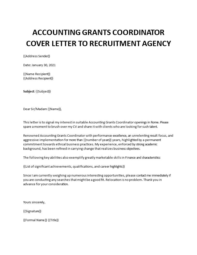 cover letter grant application