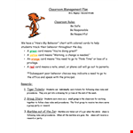 Effective Classroom Management Plan for Student Behavior and Rules example document template 