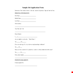 Simple Job Application Form Sample example document template