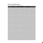 Price List Template example document template