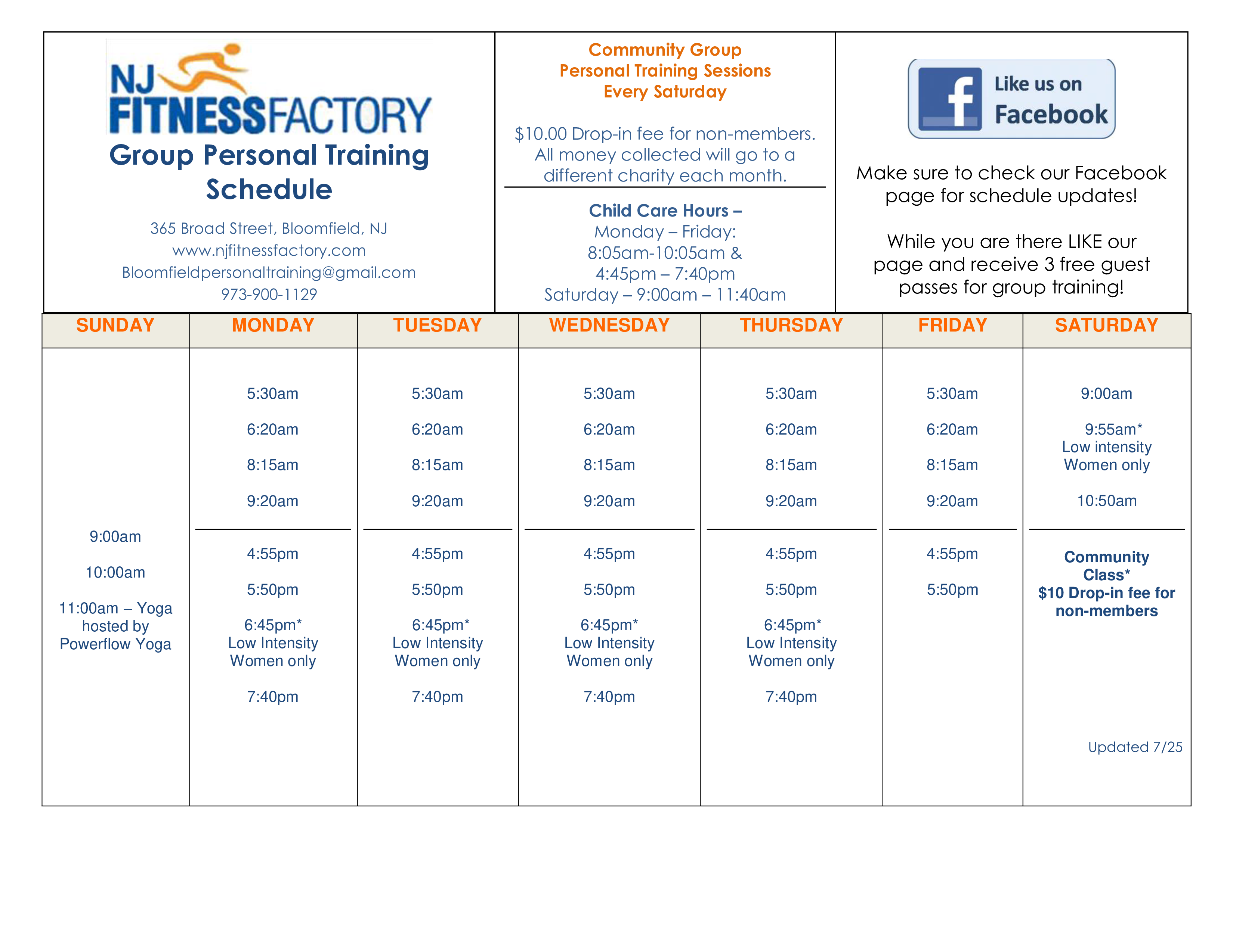 group-personal-training-schedule